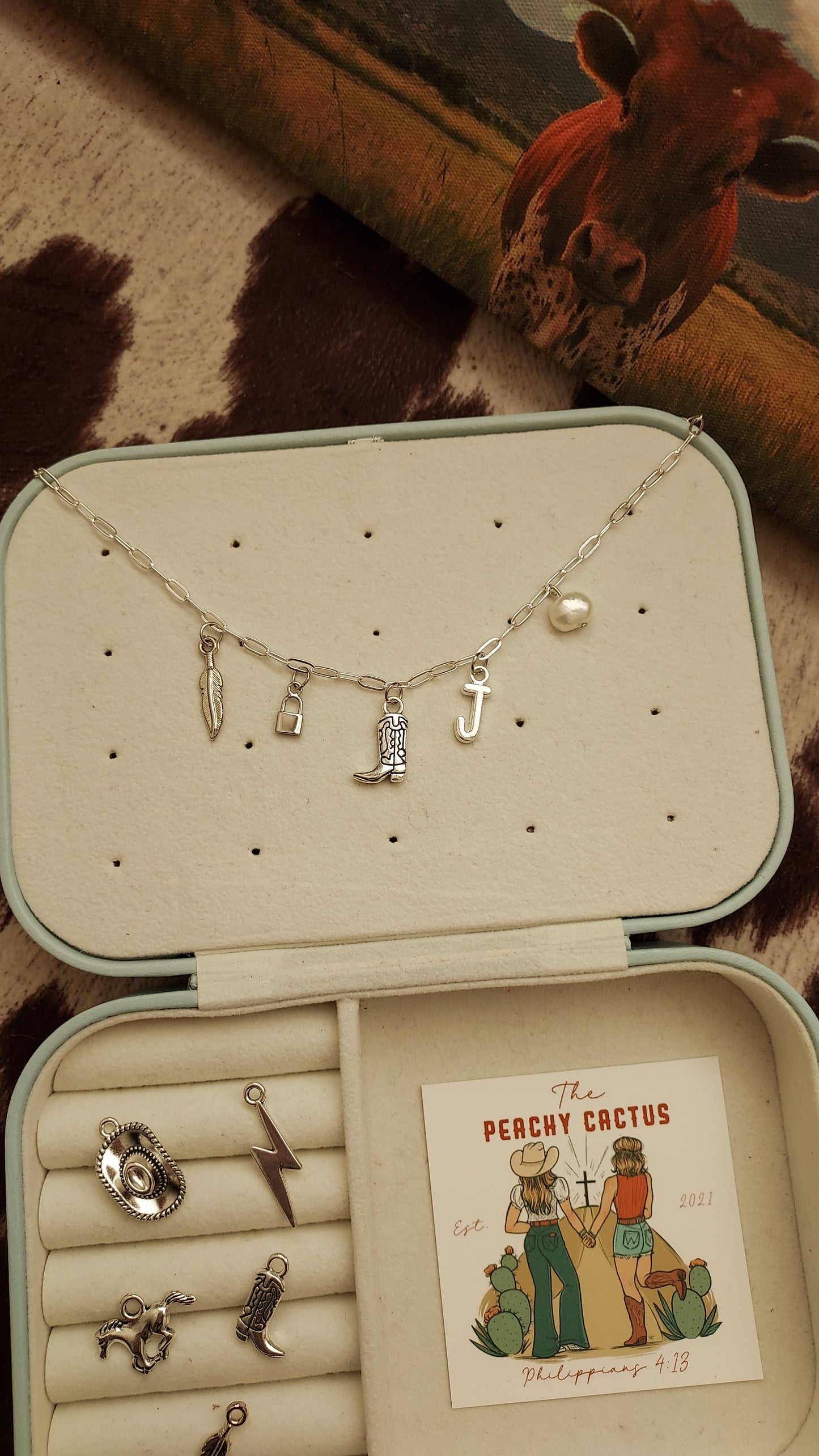 Dainty cowgirl charm necklace