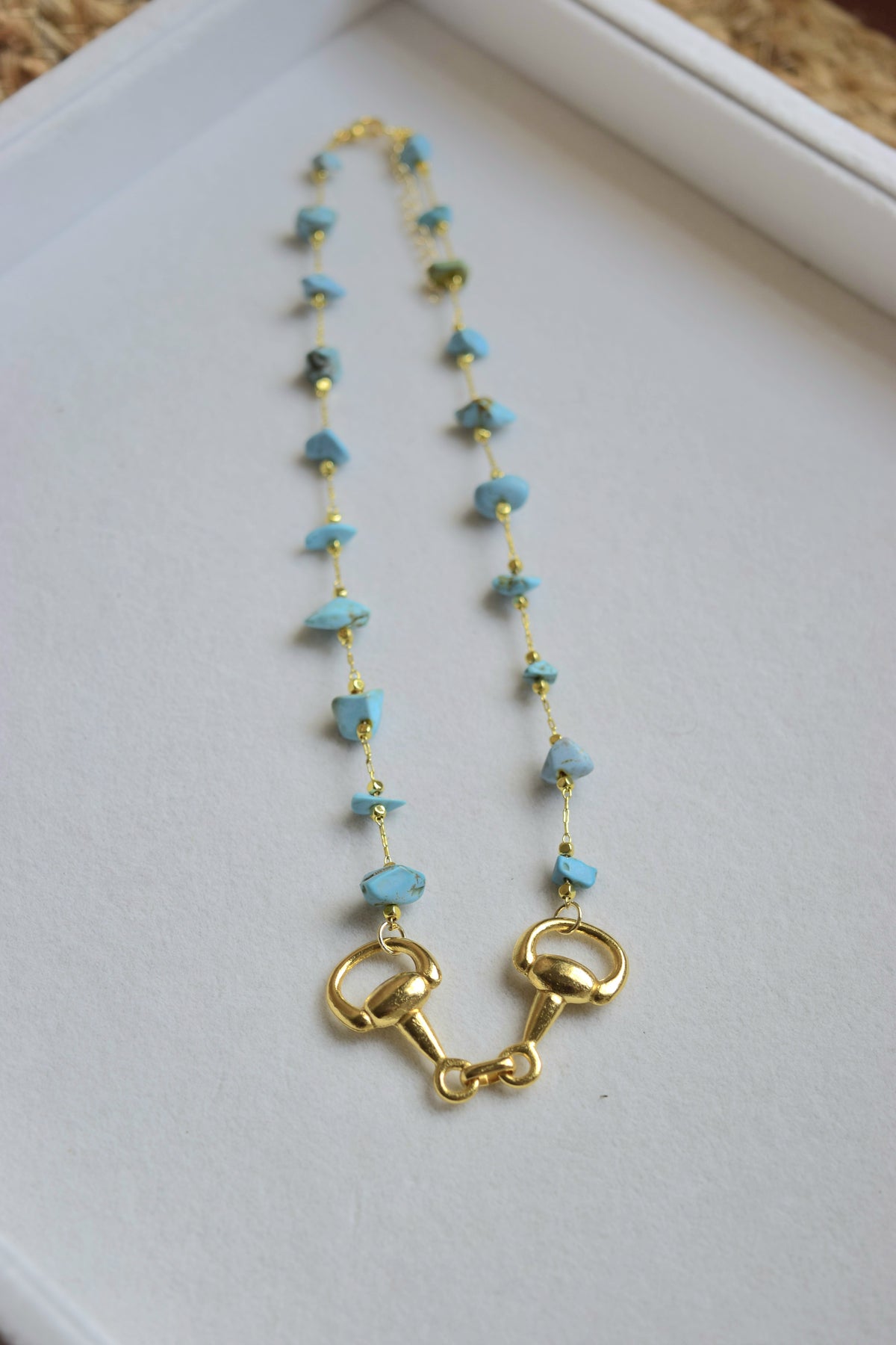Itty Bitty Turquoise & Gold Necklace