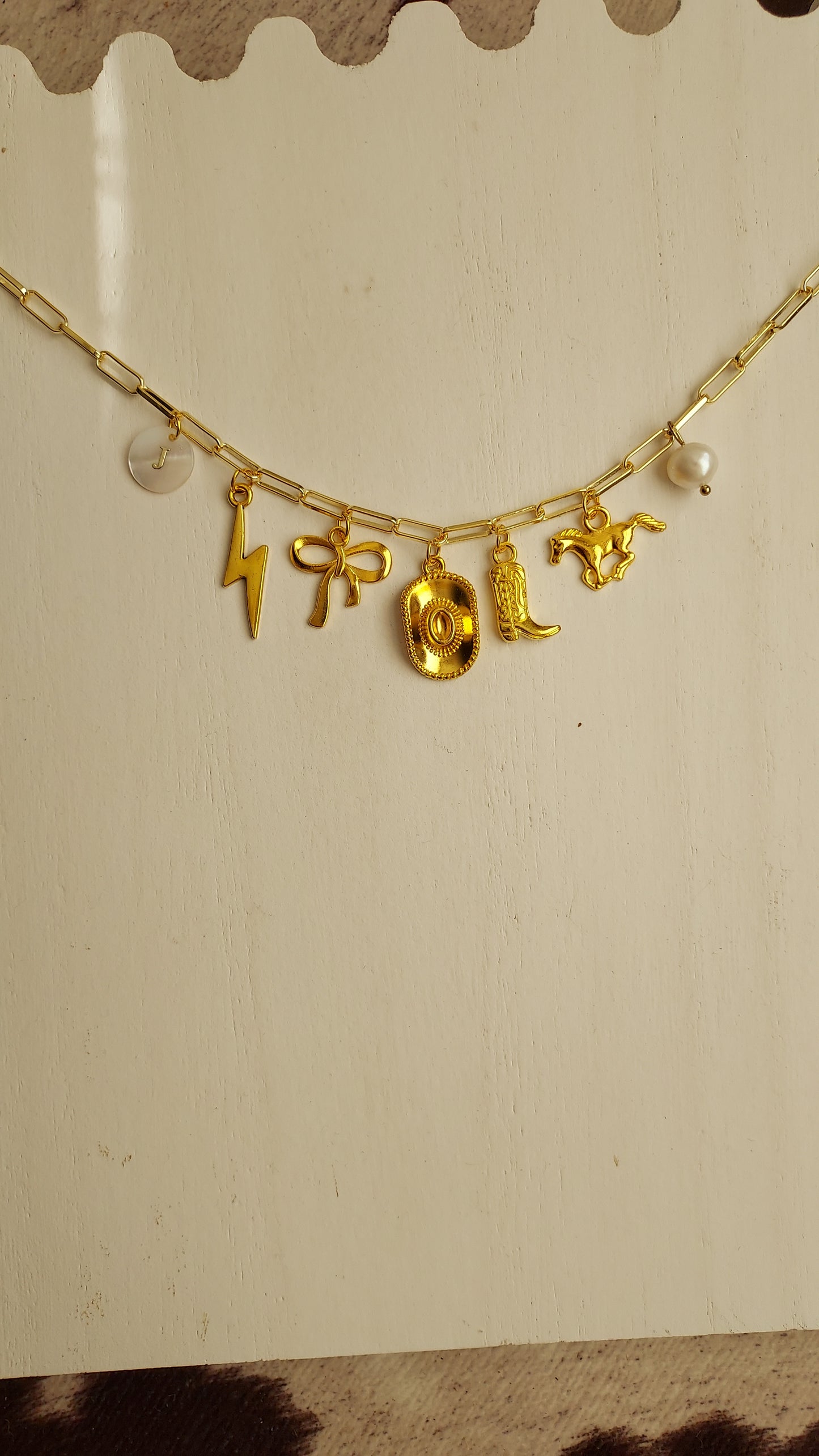 Golden cowgirl charmed necklace