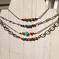 Spiny and turquoise twisted rope chain necklace