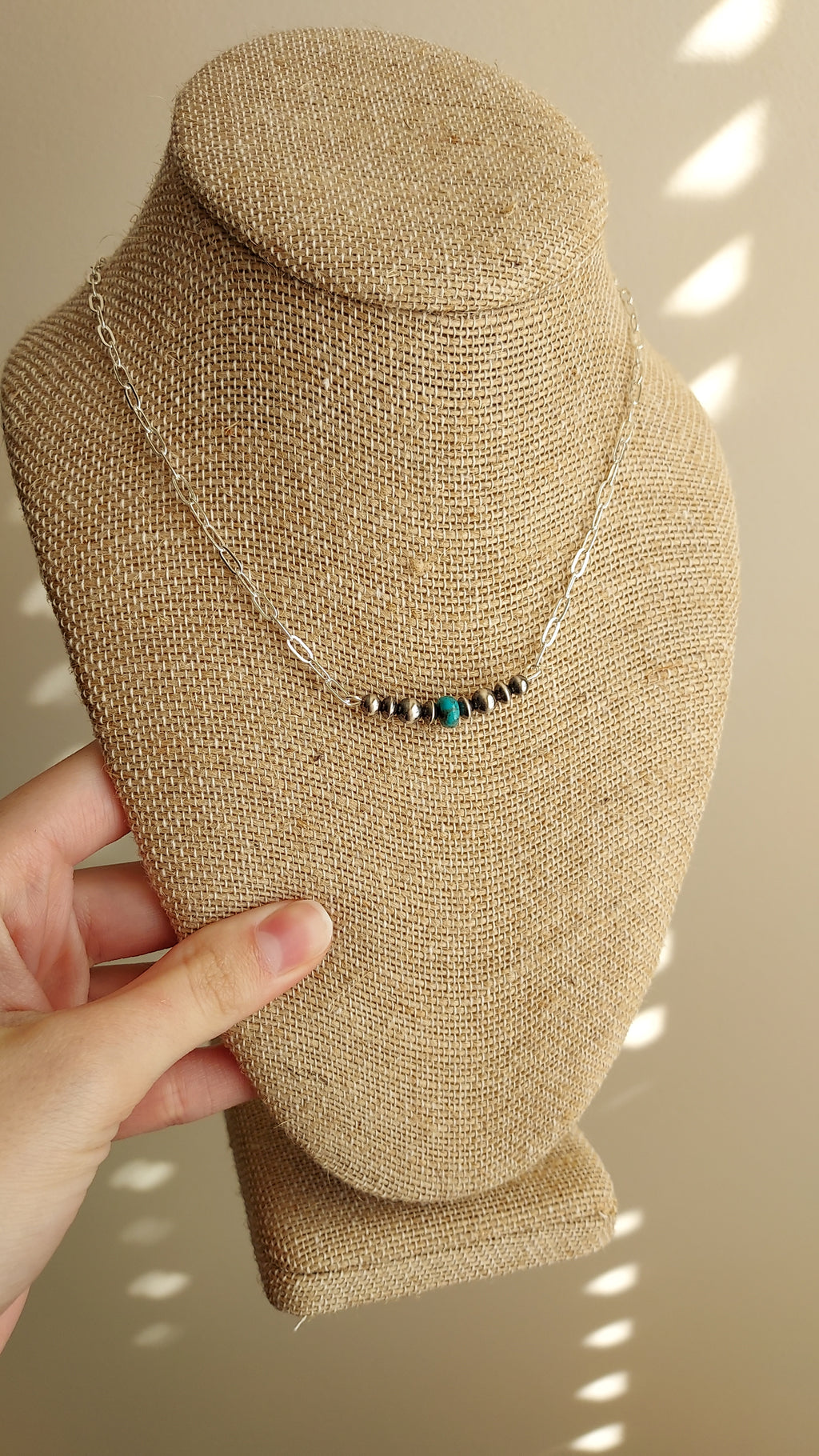 Sterling Silver Pearl and Turquoise Bar Necklace