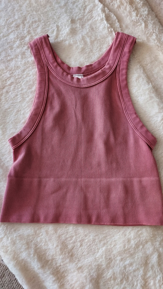 Pink high neck seamless tank top