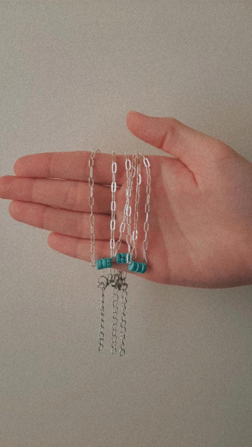 Turquoise paperclip choker